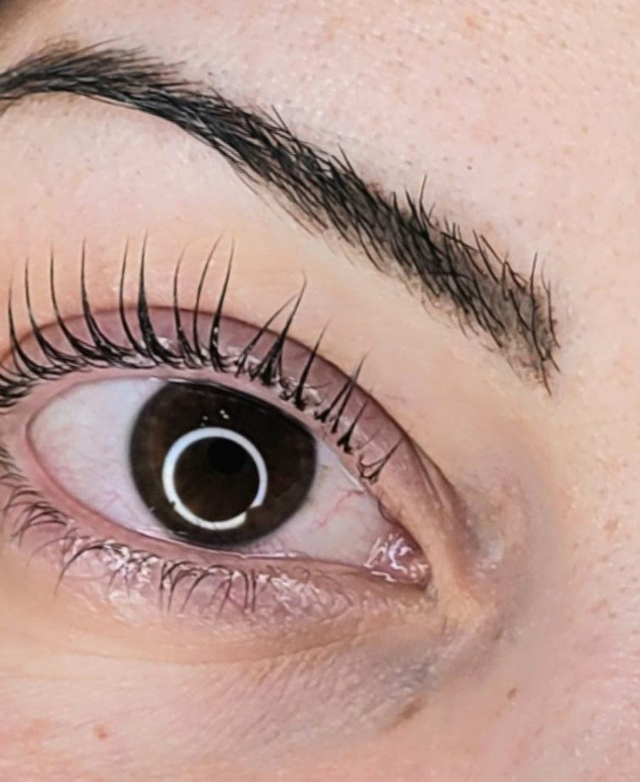 The same client’s lashes after a lift and tint