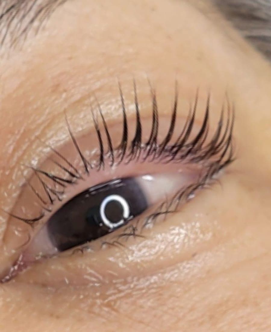 The same client's lashes and brows after a keratin infusion