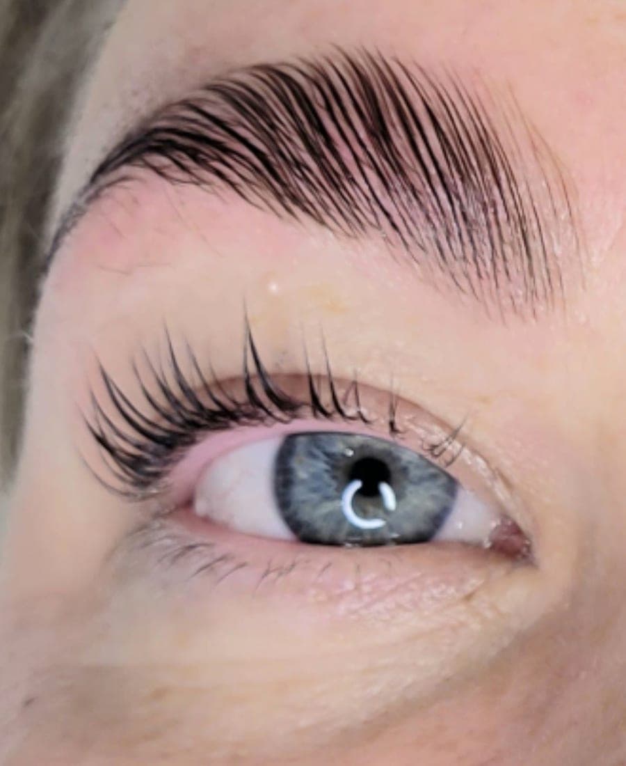 The same client's brow laminated, shaped and tinted