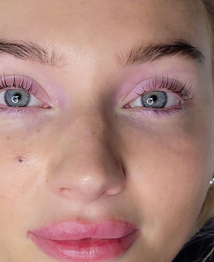The same client's lashes and brow after treatment
